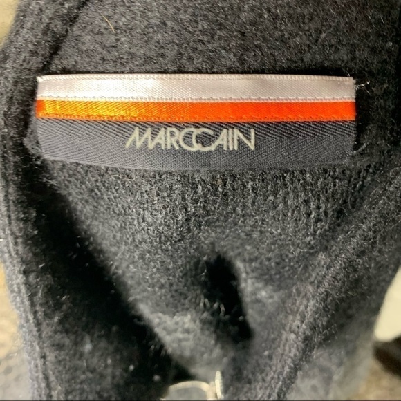 Marc Cain Knit Cardigan Jacket Sz 8 Black Gray Mohair Blend Full Zip Sweater - Picture 10 of 14